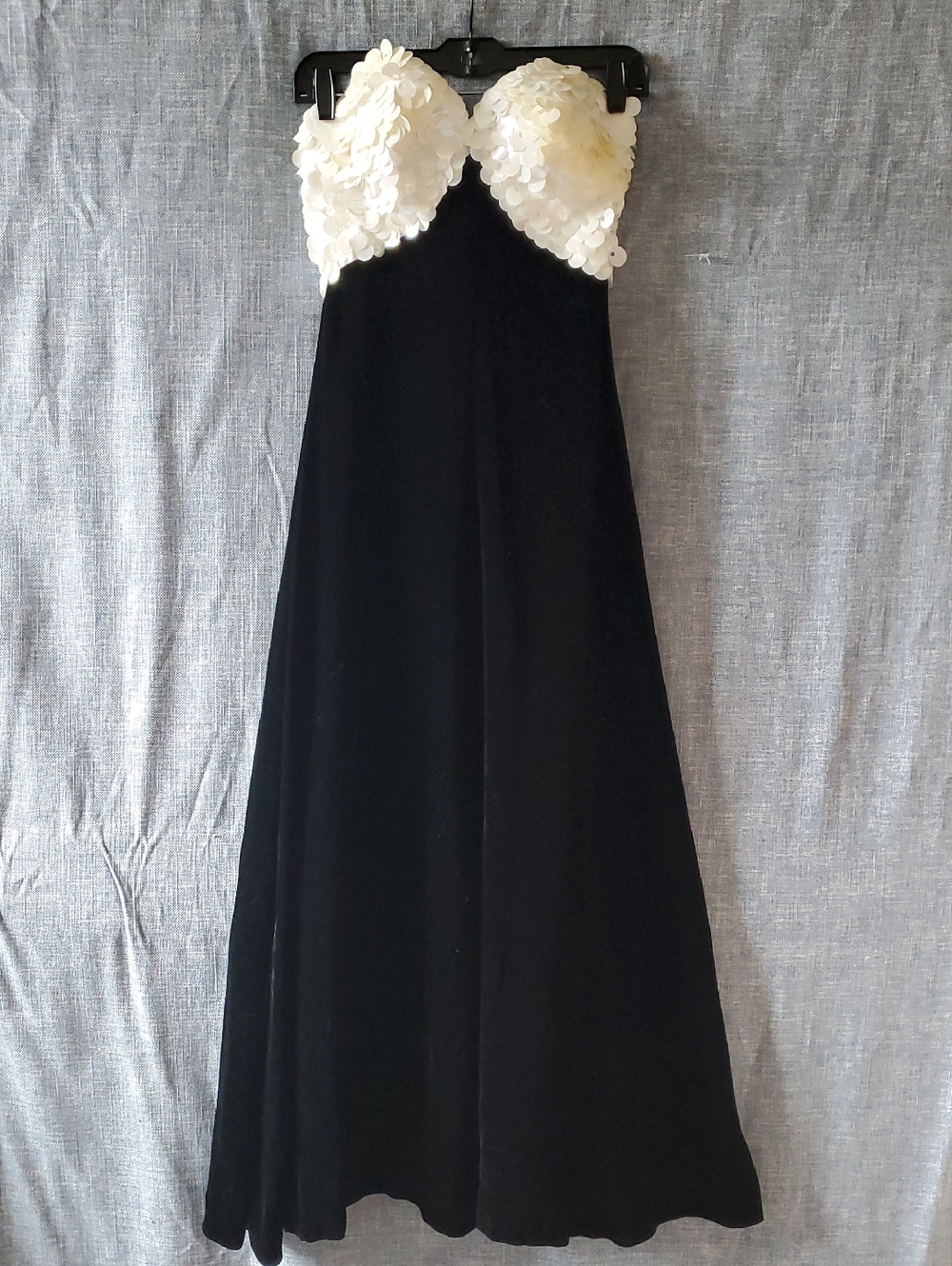 Vintage Sequin And Velvet Strapless Gown